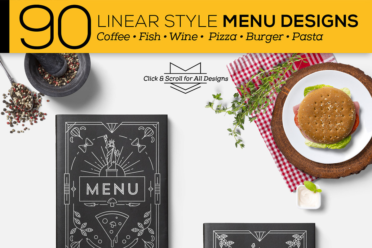 90 Linear Style Menu Designs, a Templates & Theme by Kursat Unsal (Photo 5 of 23)