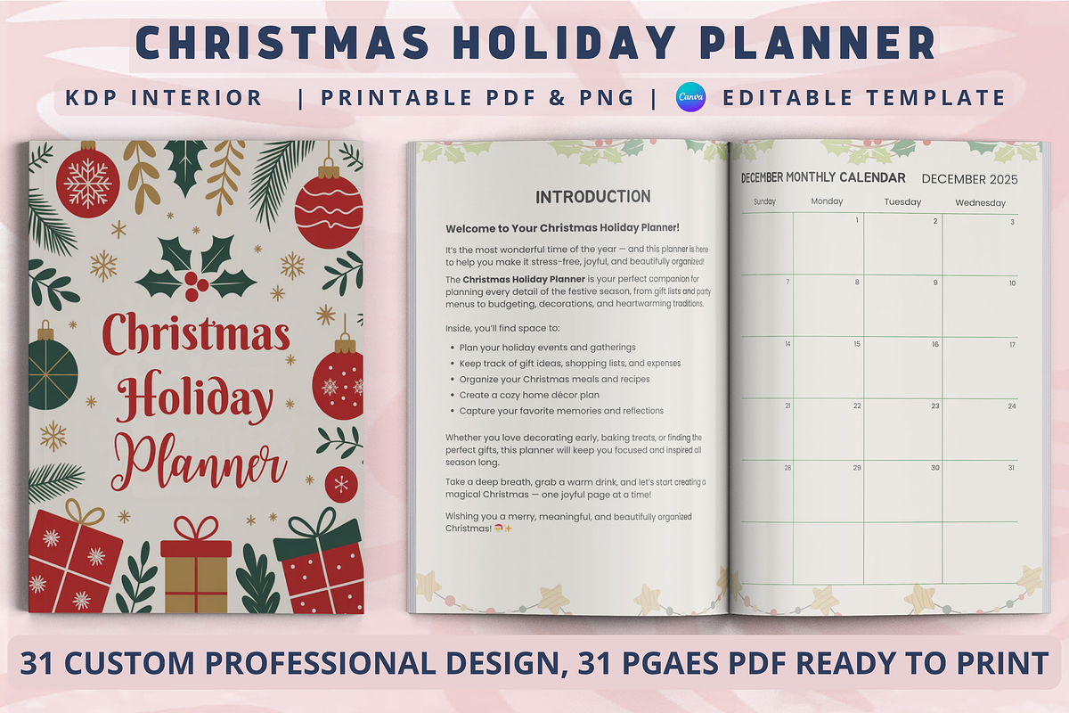Christmas Holiday Planner, a Design Template by Book2bees (Photo 1 of 4)