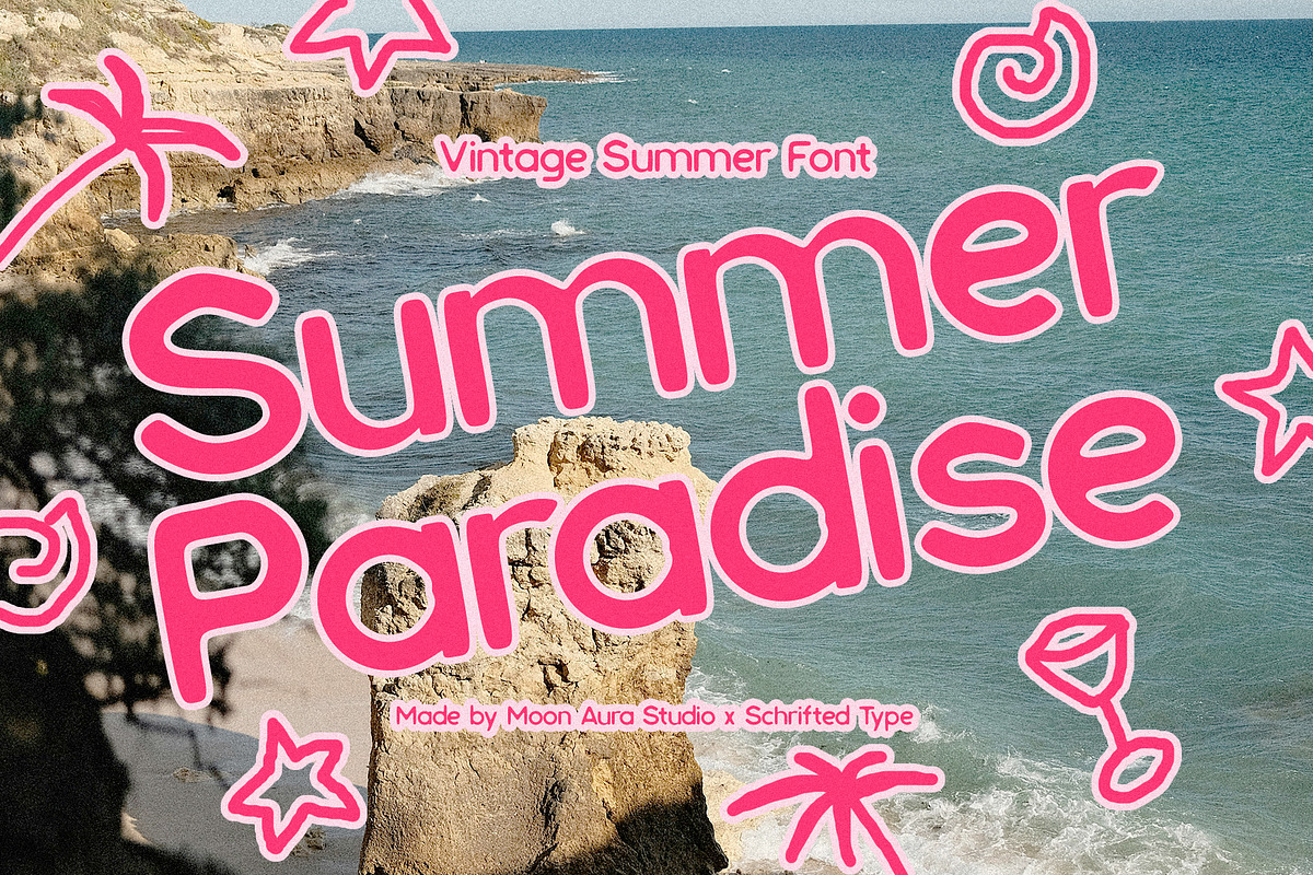 Summer Paradise Vintage Sans Serif, a Sans Serif Font by Schrifted Type (Photo 1 of 8)