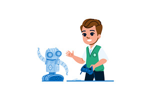 Schoolboy programming and, an Education Illustration by pikepicture