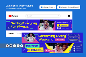 Gaming Streamer YouTube Banner, a Social Media Template by twinstd