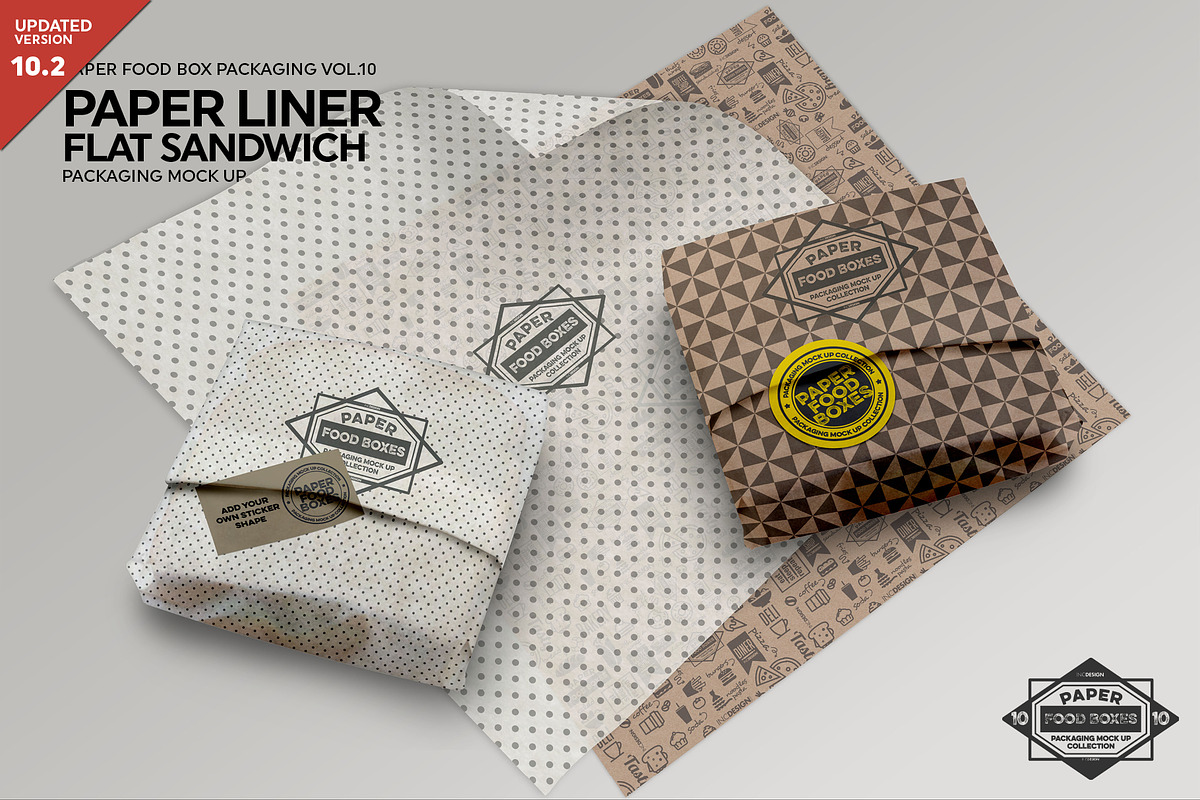 Flat Sandwich Paper Liner Mockup, a Product Mockup by INCDesign (Photo 1 of 6)