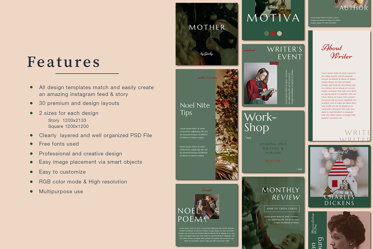 Christmas Instagram | PS Canva, a Social Media Template by BlancaLab Studio (Photo 6 of 9)