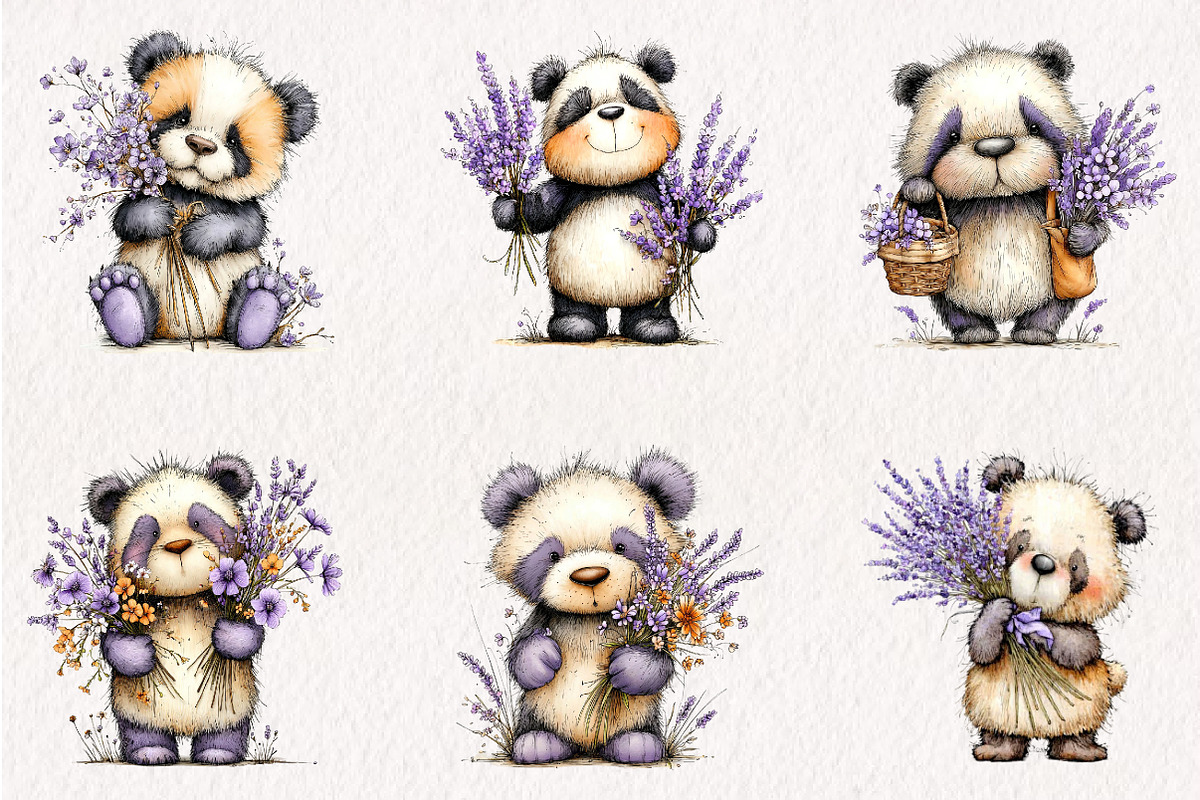 Whimsical Spring Panda Clipart, an Illustration by CreationArt (Photo 5 of 13)