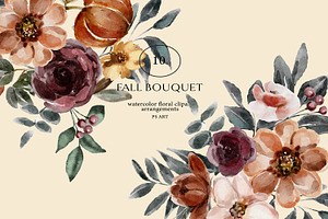 Watercolor Fall Flowers Clipart Set