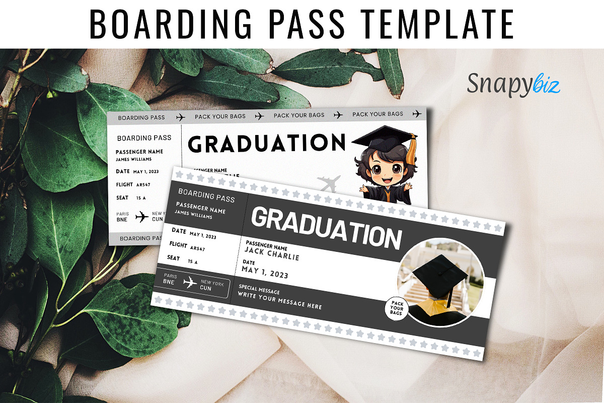 Graduation Boarding Pass Template, a Card Template by Snapybiz (Photo 5 of 9)