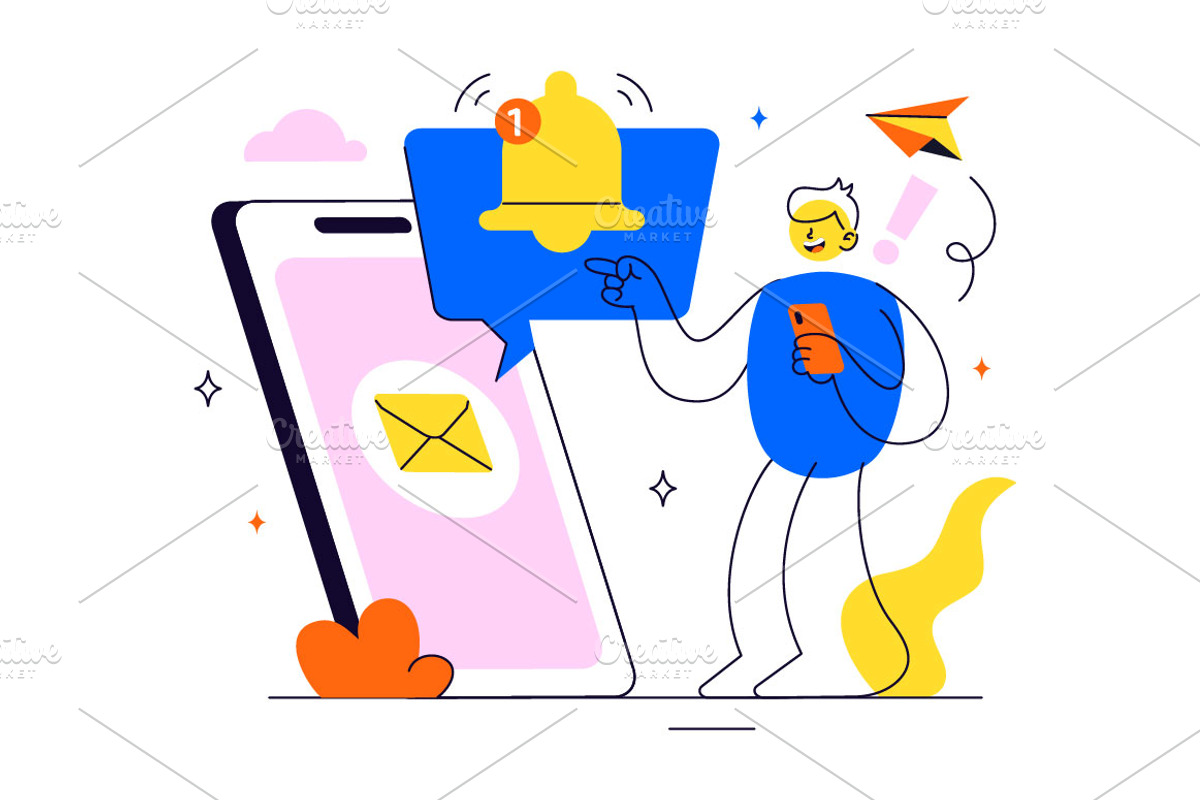 10 Notification System Illustration, a Technology Illustration by denayunebgt (Photo 4 of 4)