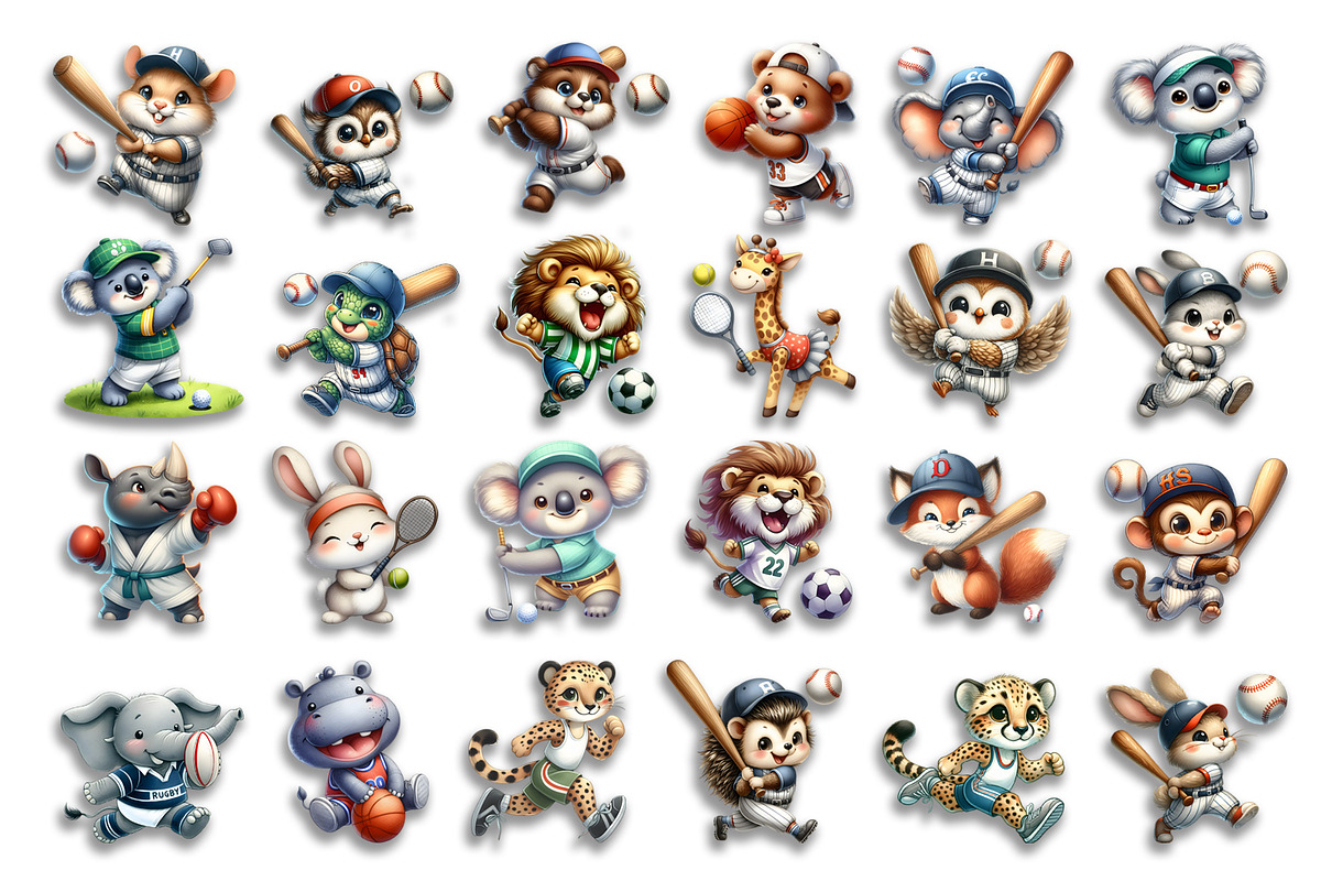 Bright animal sports clipart, an Animal Illustration by ElenazlataArt (Photo 3 of 5)