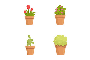 Set of cartoon potted plants, an Object Illustration by Ylivdesign