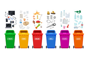 Waste Bins. Recycle Bin And Rubbish