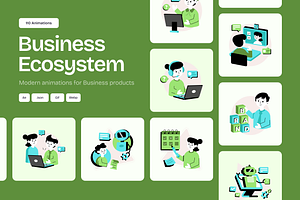 110 Animated Business Ecosystem, a Duotone Icon by Vectors Market