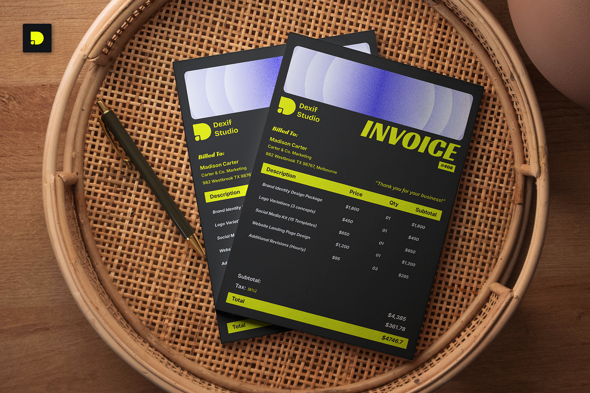Bold Invoice Template Invoice Design, a Flyer Template by Dexify Studio (Photo 3 of 4)