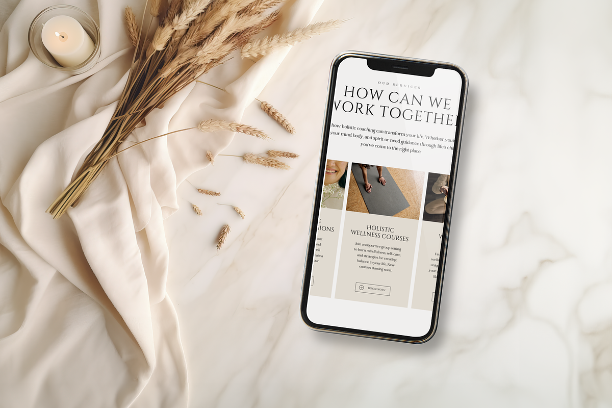 HOLISTIC COACH NEUTRAL WEBSITE CANVA, a Branding & Logo Template by Daring Digies (Photo 4 of 6)
