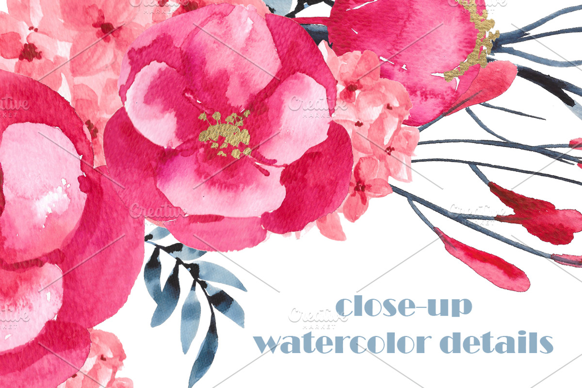 Hortensia - Watercolor floral bundle, an Illustration by Charushella (Photo 3 of 7)