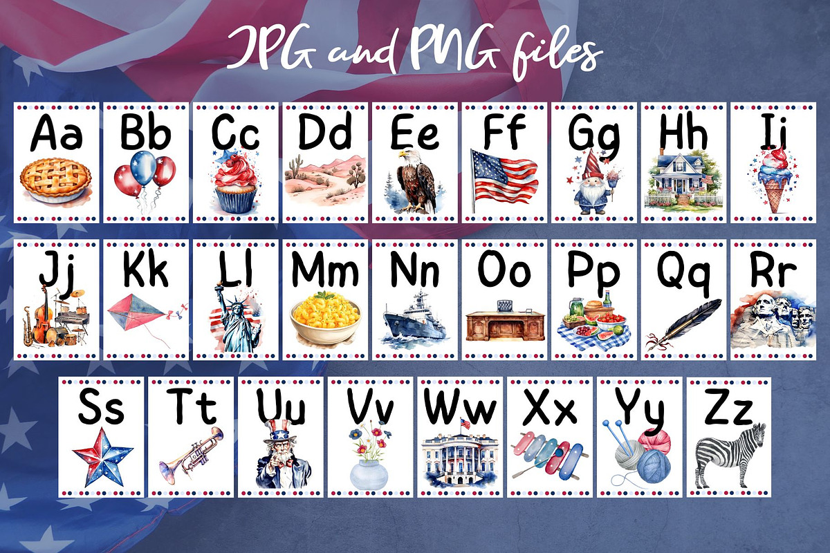 4th of July Alphabet Cards – A-Z, an Education Illustration by Anna Design Studio (Photo 3 of 7)