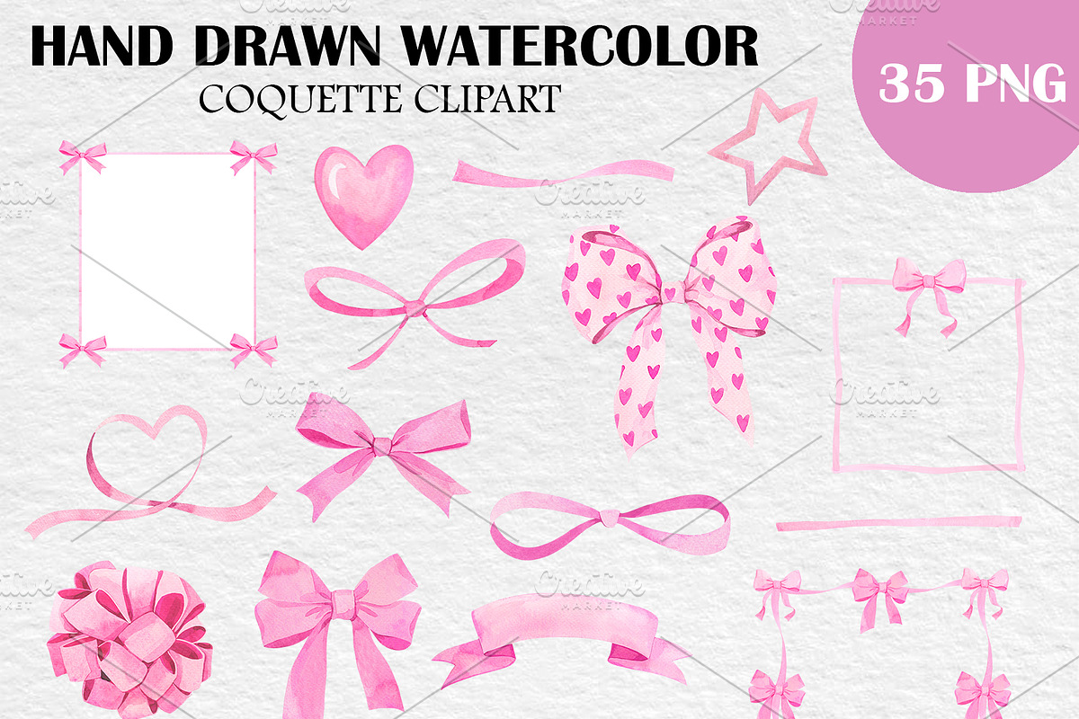 Watercolor Pink Coquette Bow PNG, a Decorative Illustration by PatternPalette (Photo 2 of 5)