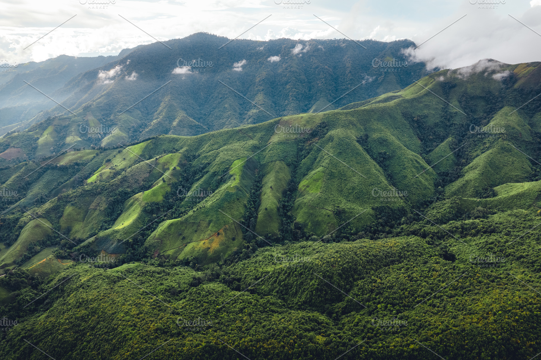 Green mountain valley nan thailand,green mountain fields with bl, a Nature Photo by Art Rachen
