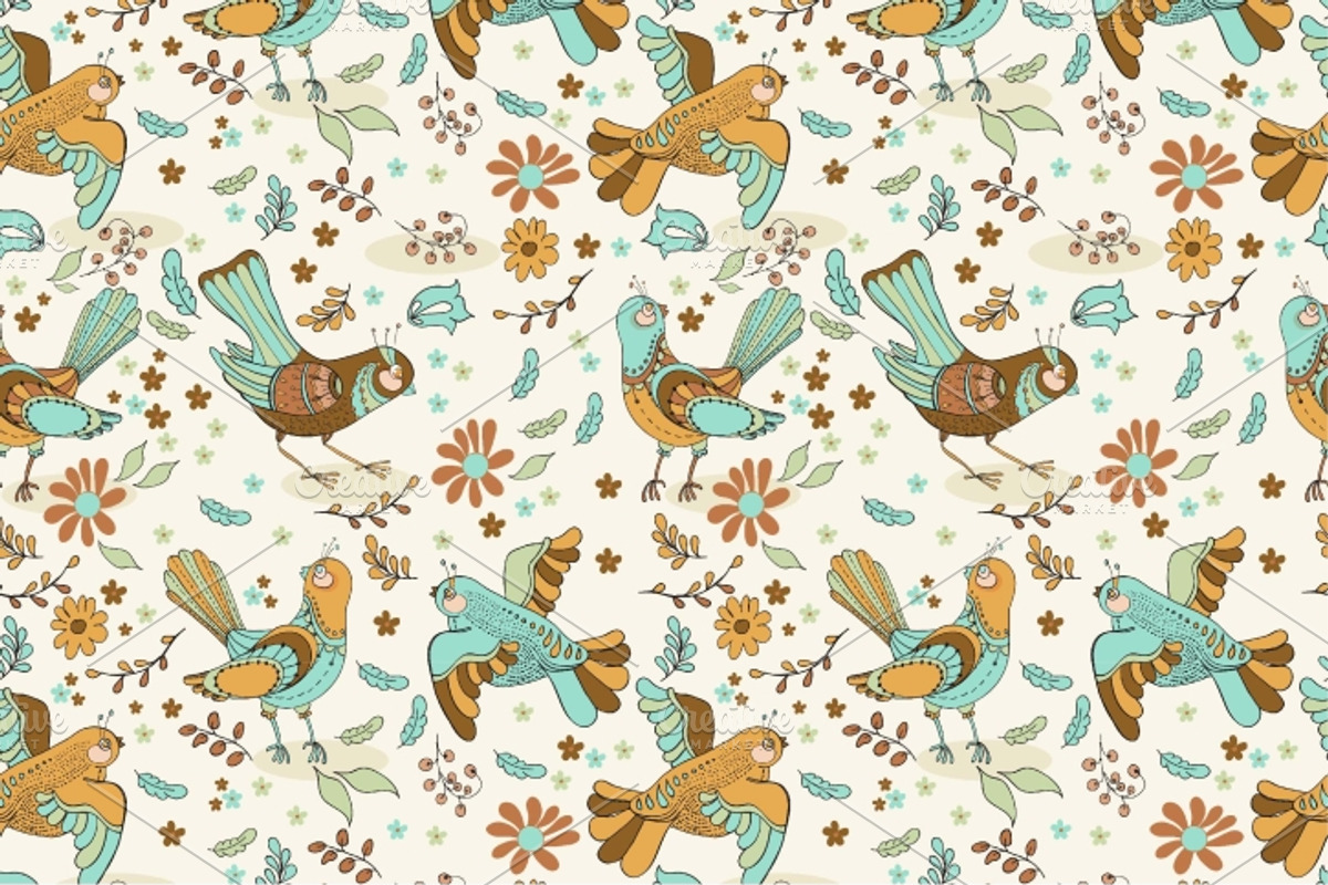 Natural floral backgrounds with bird, an Illustration by JaneLane (Photo 2 of 5)
