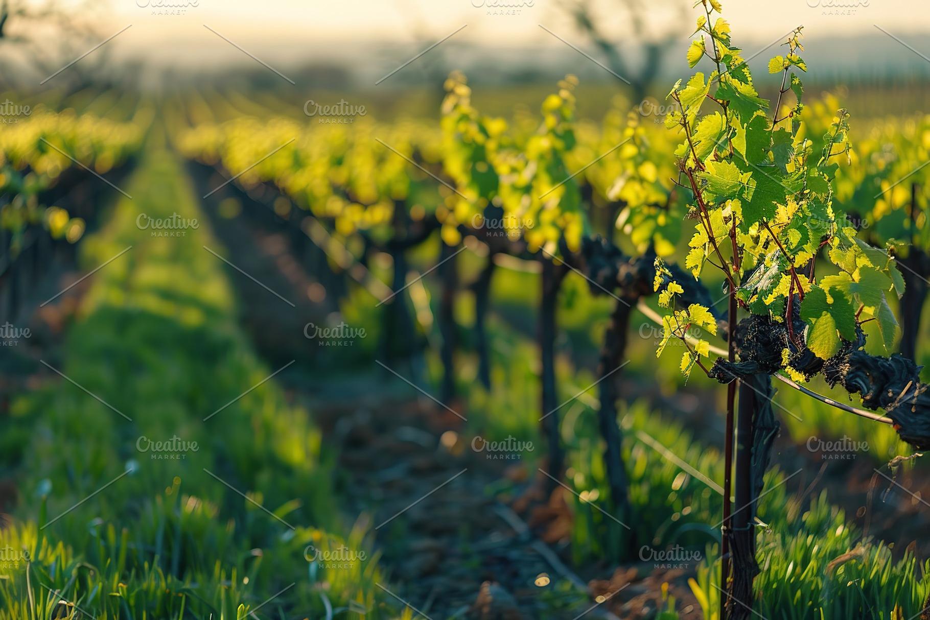 Vineyard plants on the field with sunlights, a Nature Photo by AlyaAnd