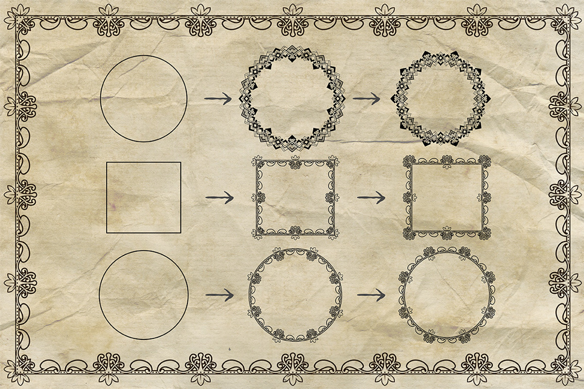 Vintage Border Frames Brushes Pack preview 4
