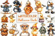 Watercolor Halloween Ducks Clipart, an Illustration by Craft Nest (Thumbnail 1 of 6)