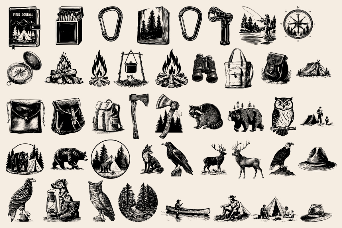 Vintage Outdoor Camping illustration, an Object Illustration by Nocturnal Wolf (Photo 8 of 18)
