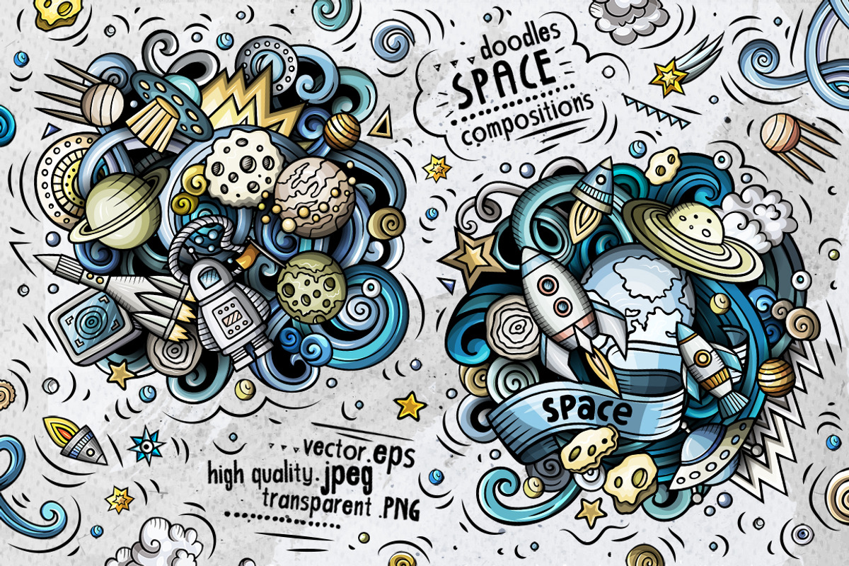 Space Cartoon Doodle Big Pack, a Decorative Illustration by BALABOLKA (Photo 4 of 8)