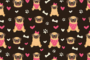 Pug Seamless Patterns | Vector Files, an Animal Illustration by Elena Nesterova (Thumbnail 3 of 7)