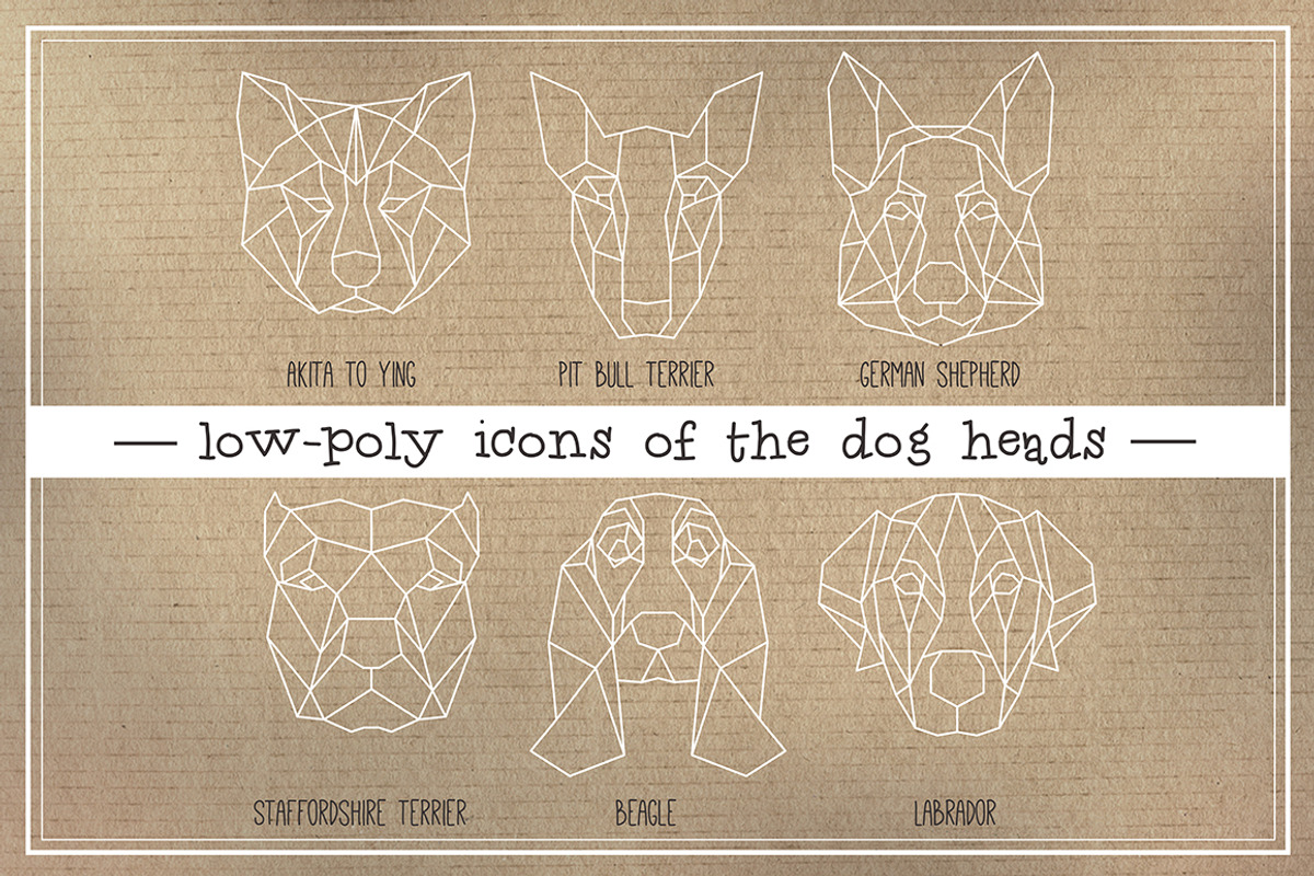 Low-poly icons of the dog heads, an Animal Illustration by RAINBOWIRMA (Photo 2 of 2)