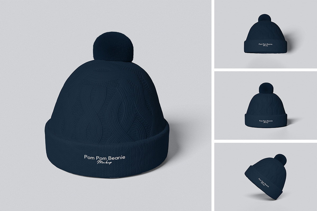 Pom Pom Beanie Mockup, an Advertising Mockup by swsi-studio (Photo 1 of 5)