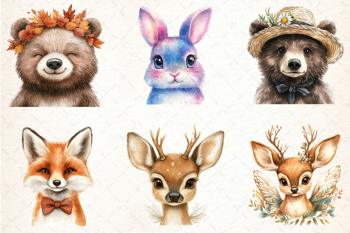 Animals Face Clipart, an Illustration by DreamCafeArt (Photo 3 of 5)