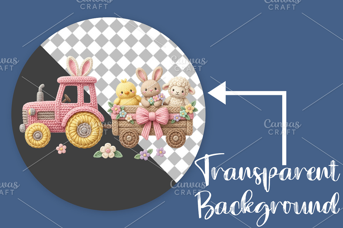 Crochet Easter Tractor PNG, an Illustration by Canvas Craft (Photo 2 of 6)
