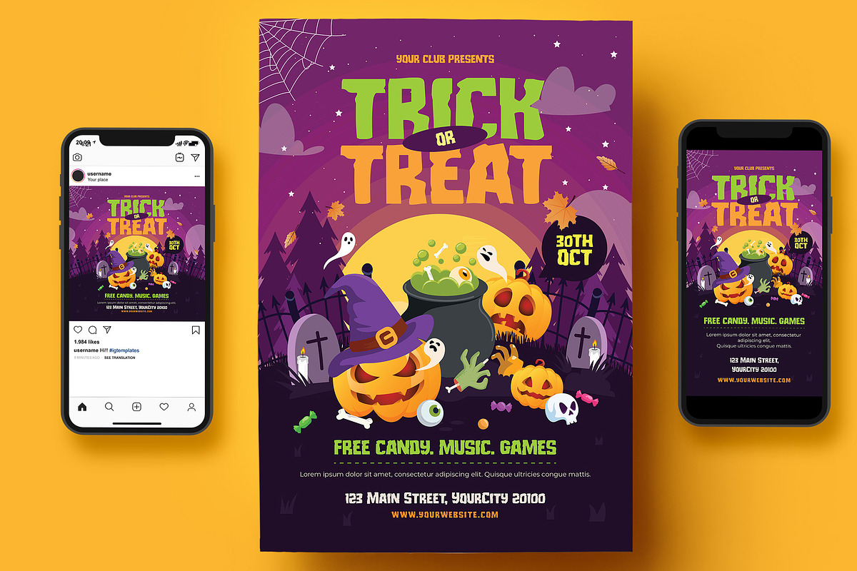 Halloween Trick or Treat Flyer, a Flyer Template by Creativestoree (Photo 3 of 5)