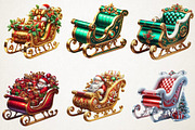 Santa’s Sleigh & Reindeer Watercolor, an Illustration by RobertsArt (Thumbnail 3 of 6)
