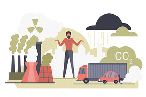 Air pollution cloud emissions human, an Illustration by Lemberg Vector