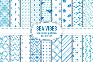 Sea seamless patterns, a Pattern Graphic by JuliaMalinovskaya