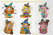 Cute cartoon Halloween witch girls, an Illustration by Azuzlikus (Thumbnail 3 of 4)