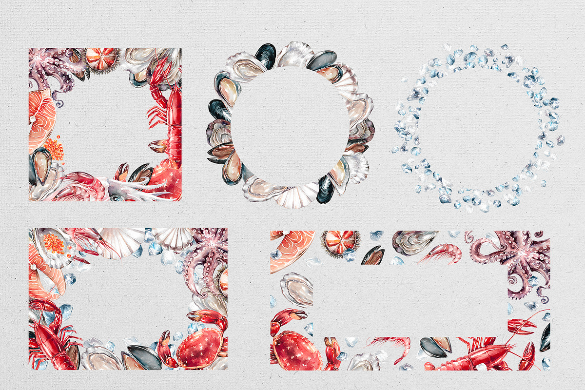 Seafood watercolor clipart, a Food Illustration by Eva Kleinman (Photo 7 of 13)