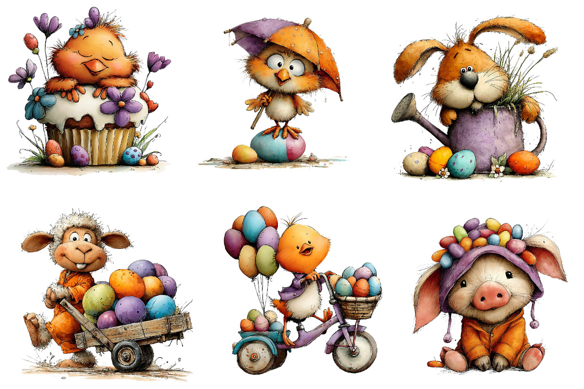Whimsical Baby Farm Easter Clipart, an Illustration by CreationArt (Photo 3 of 6)