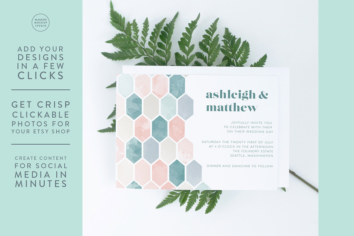 Horizontal Wedding Invitation Mockup, a Product Mockup by Makers Mockup Studio (Photo 2 of 5)