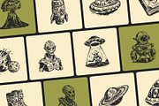 Vintage Alien Illustration Set, a Technology Illustration by Prosymbols (Thumbnail 5 of 10)