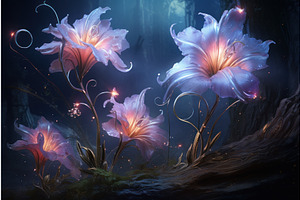 Radiant Fantasy Flowers. Generate Ai