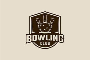 bowling sport emblem logo vintage, a Branding & Logo Template by zyxroun shop