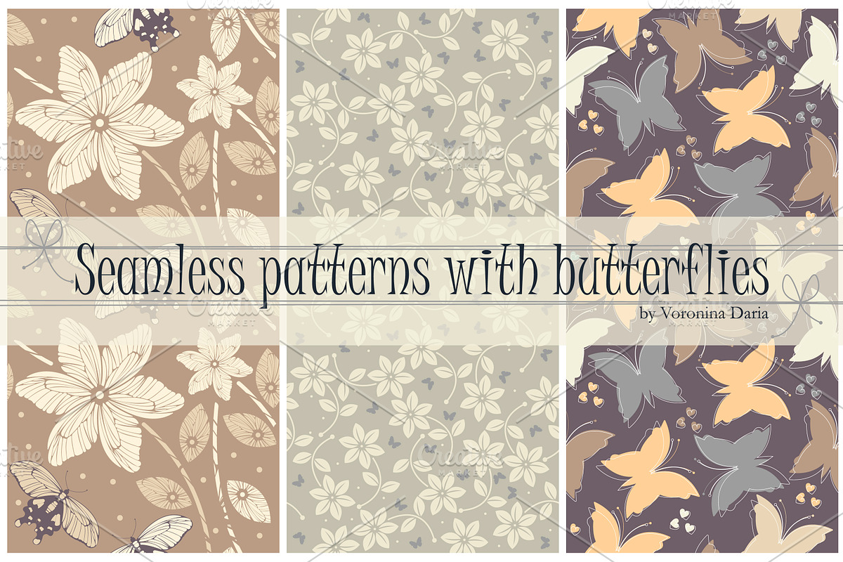 8 Samless patterns with butterflies, a Pattern Graphic by Daria Maier (Photo 2 of 5)