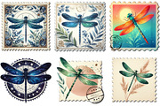 Dragonfly Postage Stamps Clipart, an Illustration by Libby Wishes (Thumbnail 2 of 6)