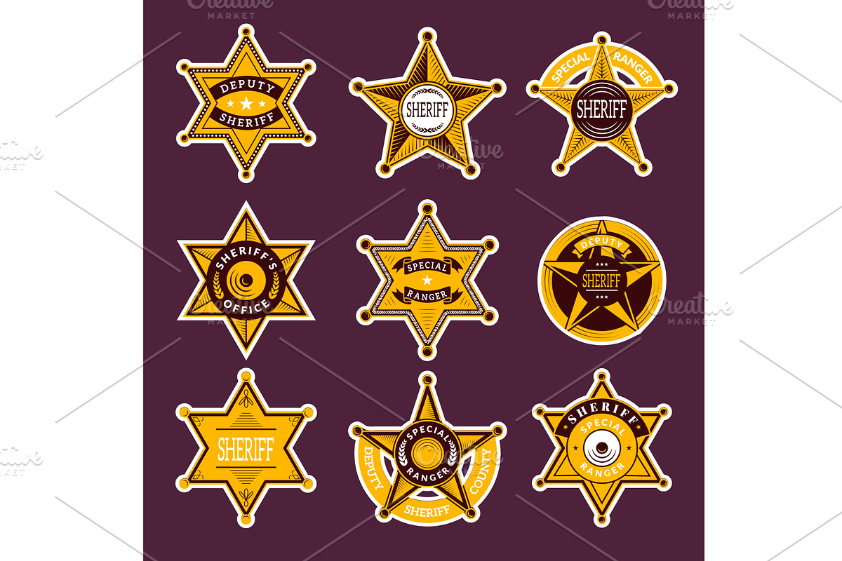 Sheriff badges. design collection of, an Object Illustration by Onyx