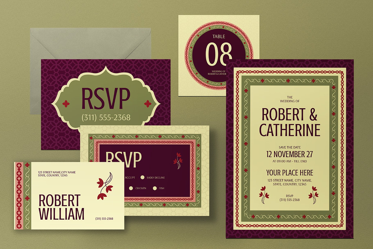 Wedding Invitation Set, an Invitation Template by graphicook (Photo 3 of 3)