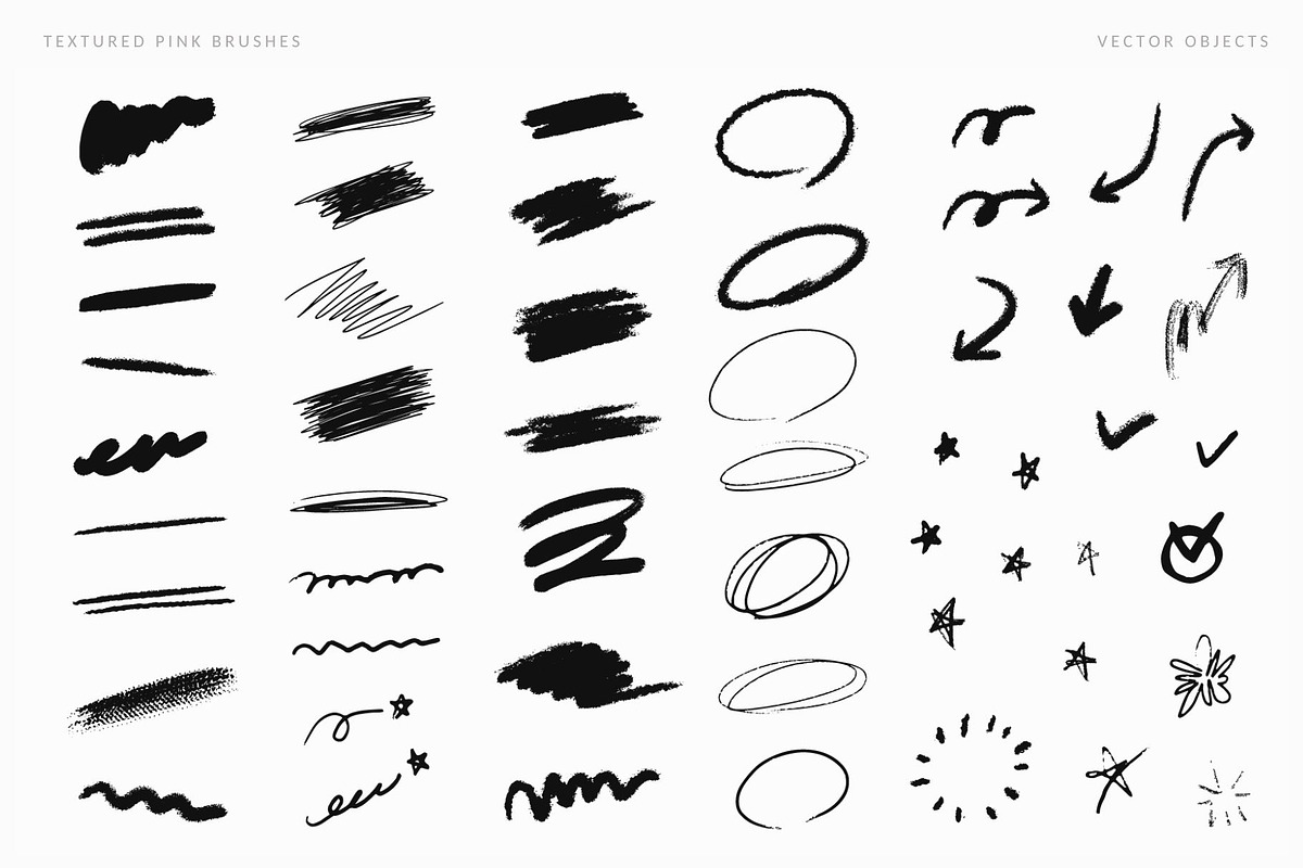 137 doodles with textured brushes, a Decorative Illustration by Pinkbrush (Photo 2 of 6)