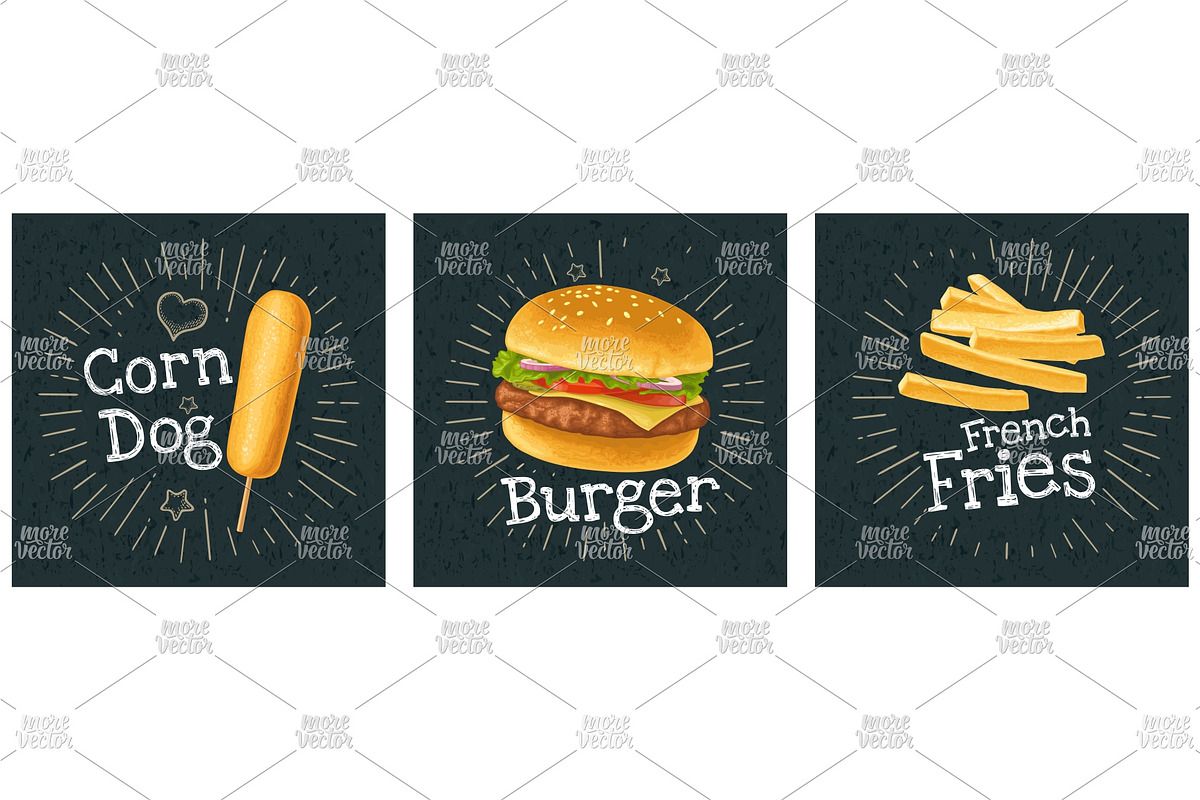 Set fast food banner illustration, a Food Illustration by MoreVector (Photo 4 of 4)