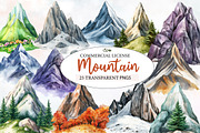 Watercolor Mountain Clipart, an Illustration by Designworld (Thumbnail 1 of 6)